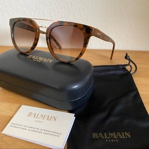 Balmain tortoiseshell BL2110 sunglasses gold brown aviator NEW in case 2110